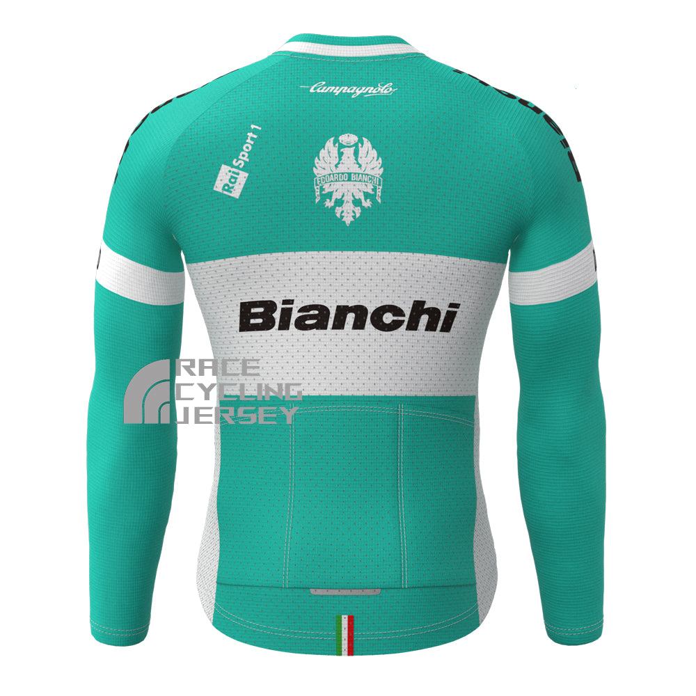 Blue Bianchi Fleece Long Cycling Jersey