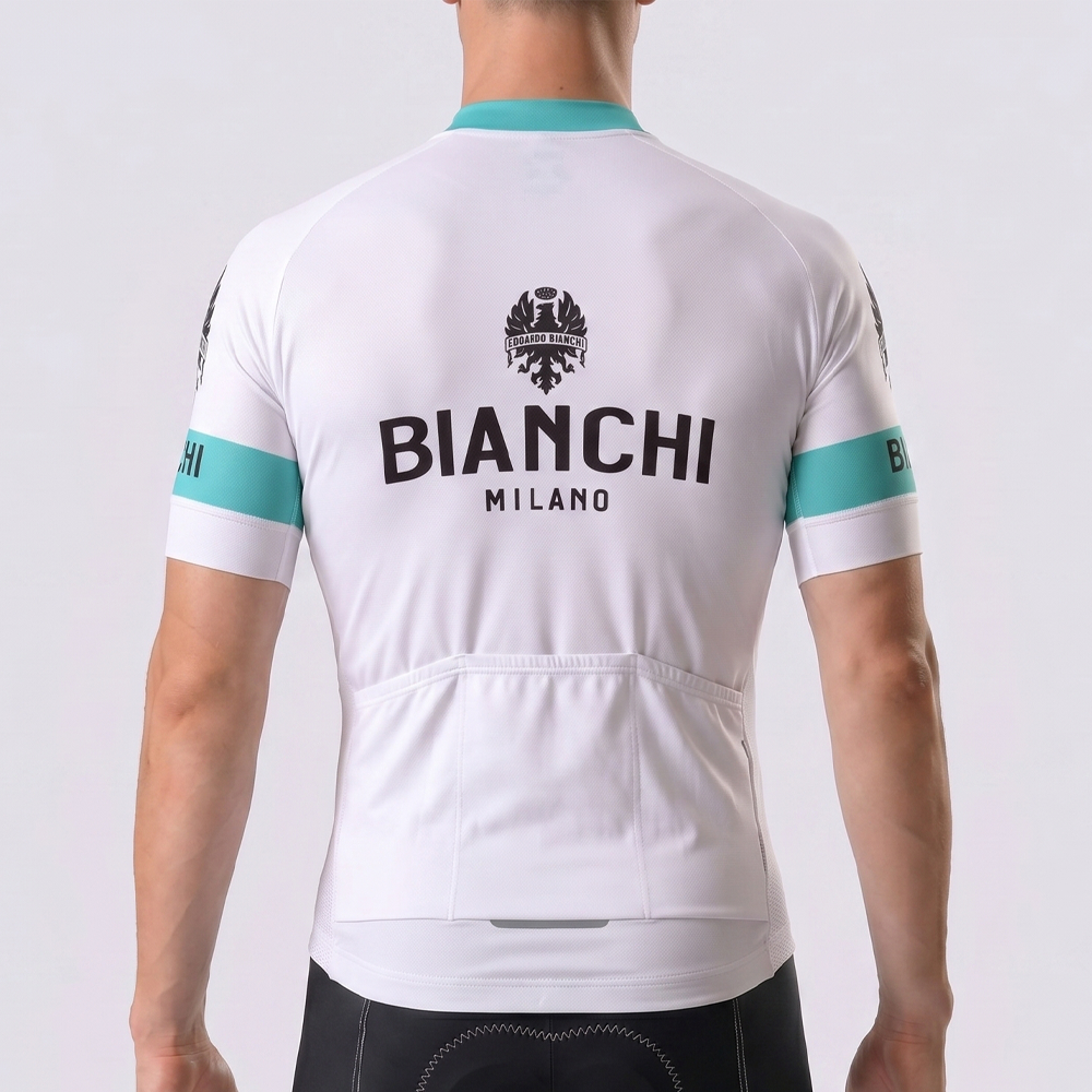White Bianchi Short Sleeves Cycling Jersey