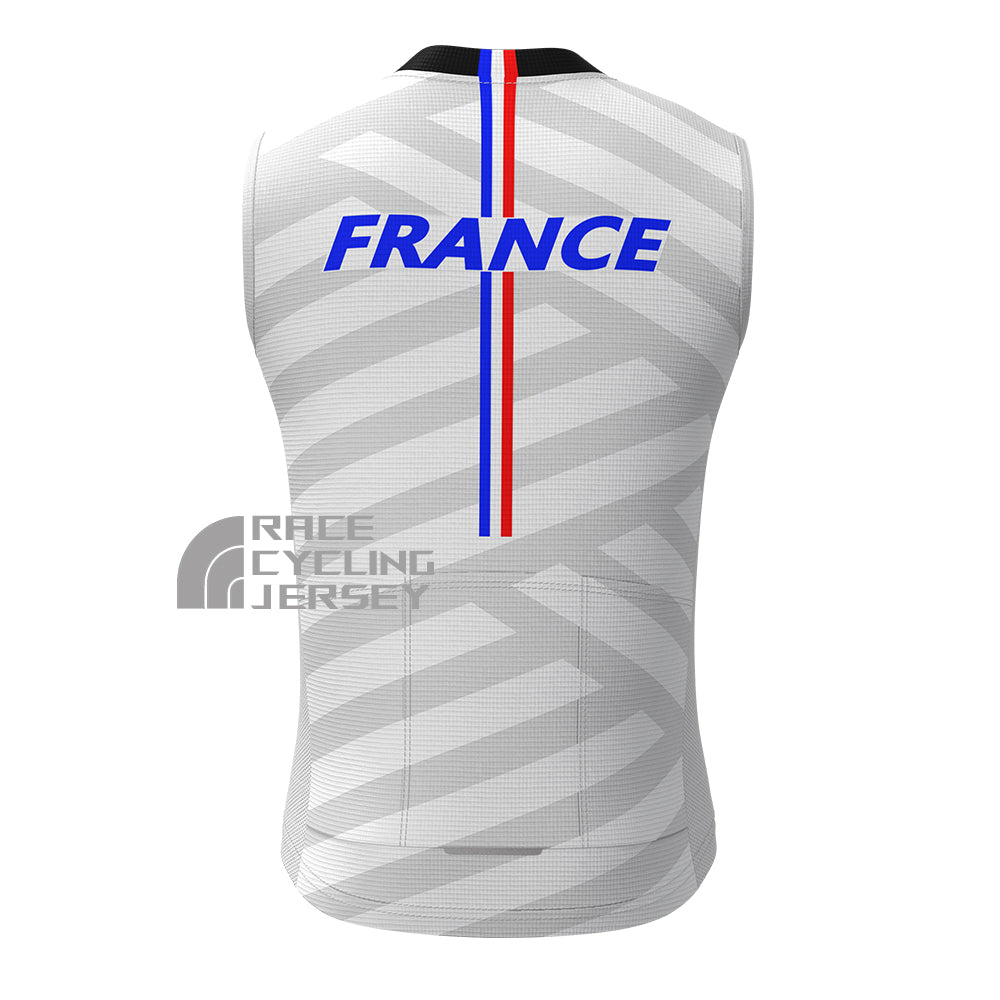 France Stripes Fleece Sleeveless Cycling Jersey
