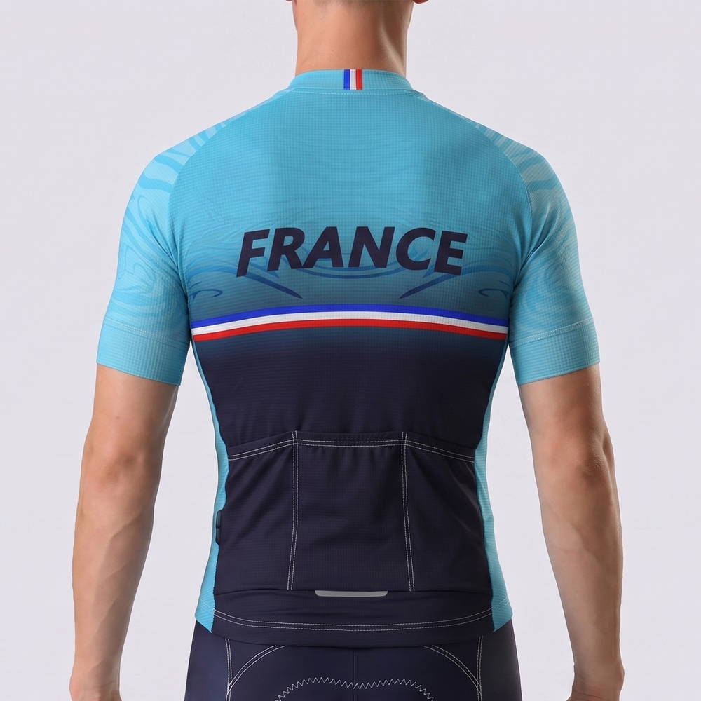 France Deep Blue Short Sleeves Cycling Jersey