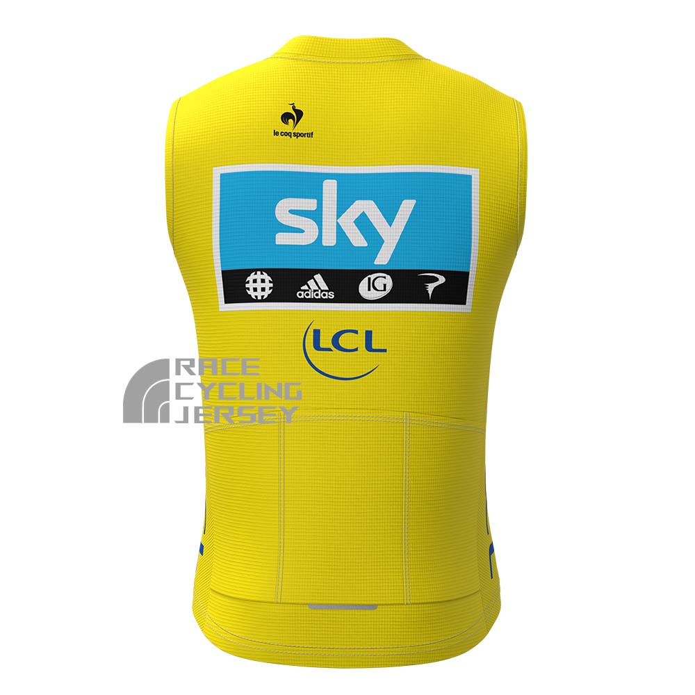 2015 Sky Yellow Fleece Sleeveless Cycling Jersey
