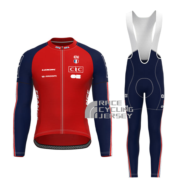 France Red Long Sleeves Cycling Kits