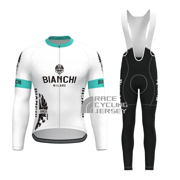 White Bianchi Long Sleeves Cycling Kits