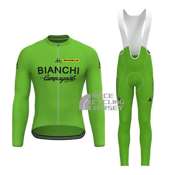 Green Bianchi Long Sleeves Cycling Kits