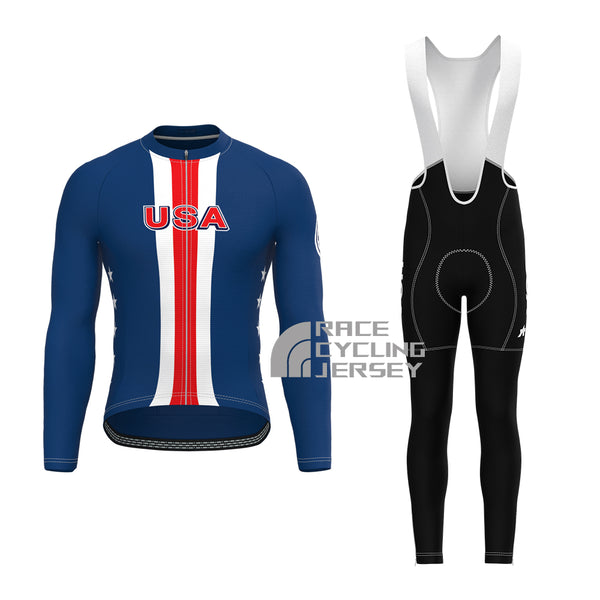 USA Blue Long Sleeves Cycling Kits
