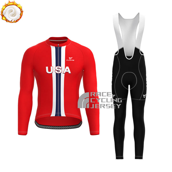 United States Fleece Long Sleeves Cycling Kits