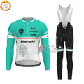 Blue Bianchi Fleece Long Sleeves Cycling Kits