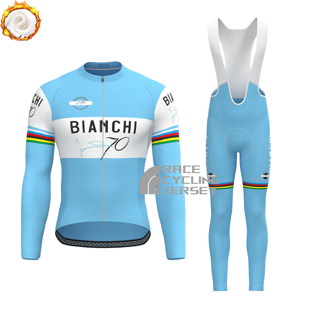 70 Bianchi Fleece Long Sleeves Cycling Kits
