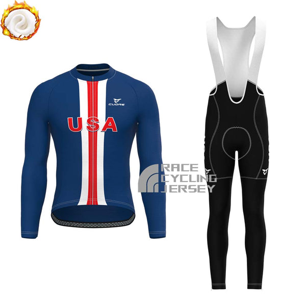 USA Fleece Long Sleeves Cycling Kits