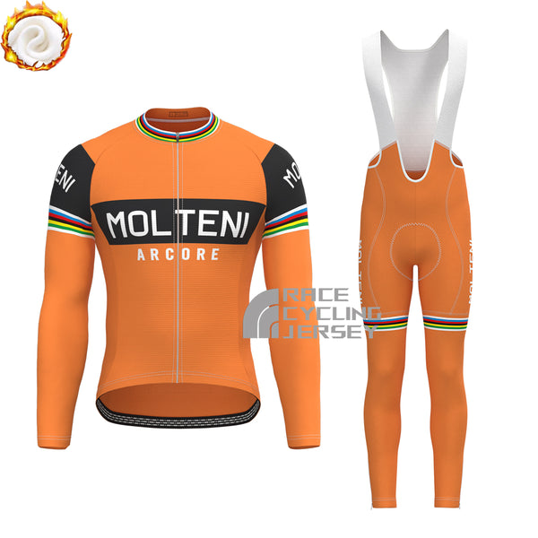 Orange MOLTENI Fleece Long Sleeves Cycling Kits