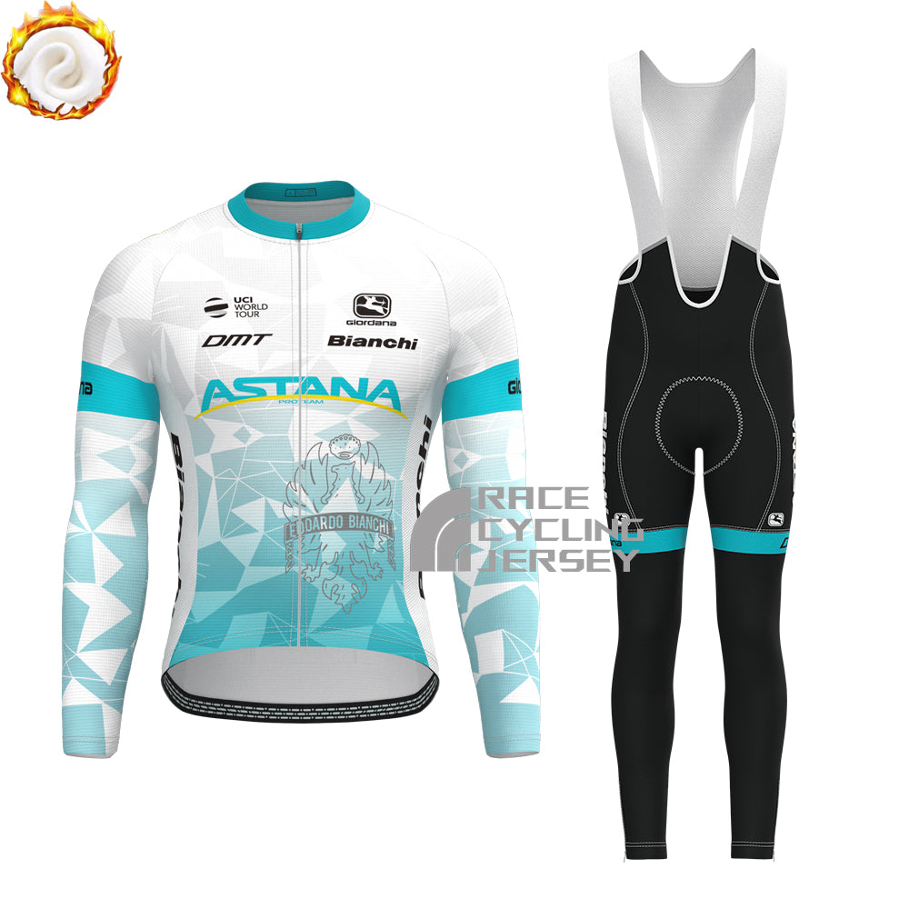 Stripes Bianchi Fleece Long Sleeves Cycling Kits