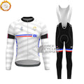 France Stripes Fleece Long Sleeves Cycling Kits