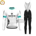 White Bianchi Fleece Long Sleeves Cycling Kits