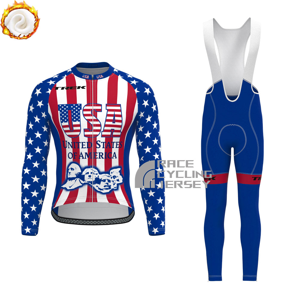 UNITED STATE OF AMERICA Fleece Long Sleeves Cycling Kits
