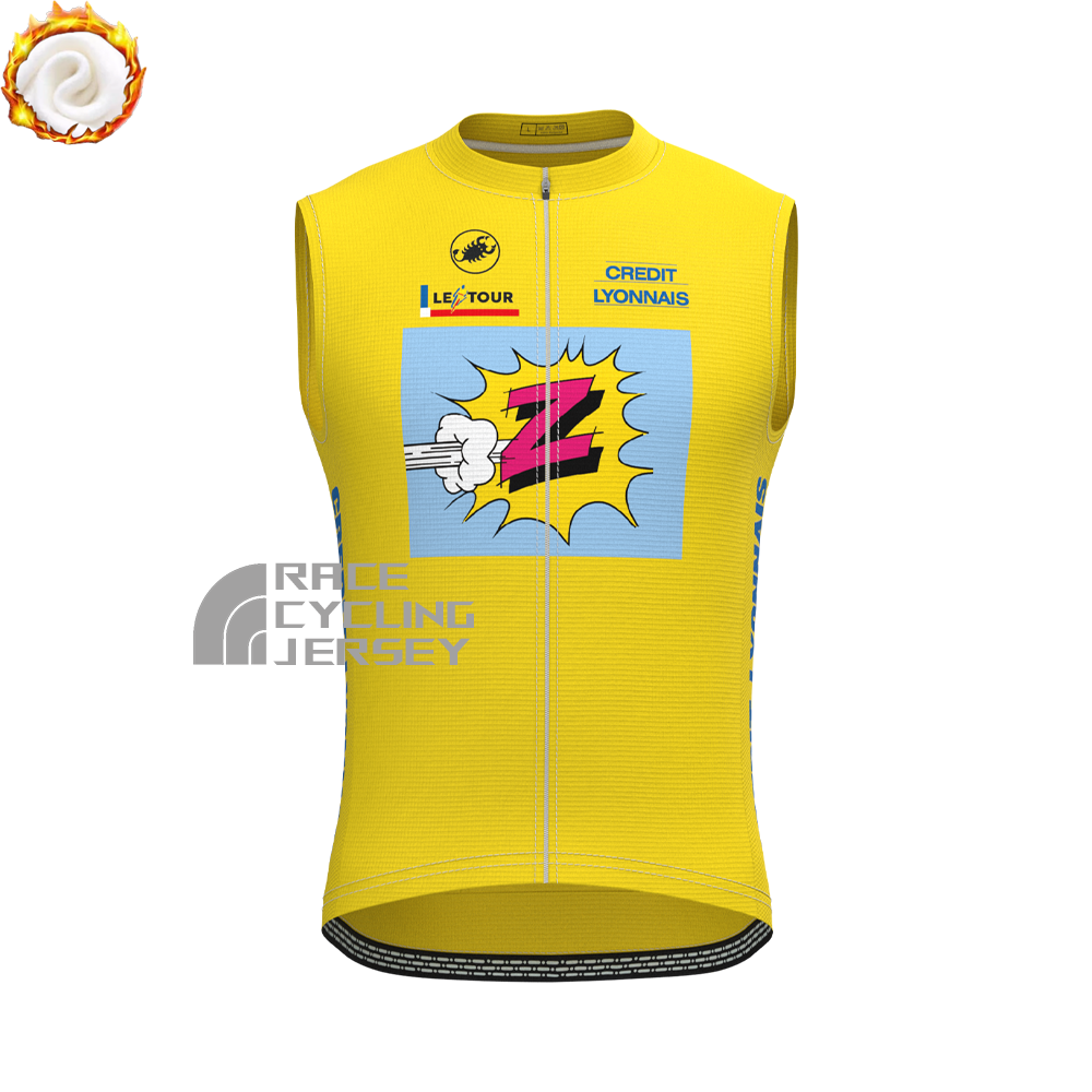 1990 Z Yellow Fleece Sleeveless Cycling Jersey