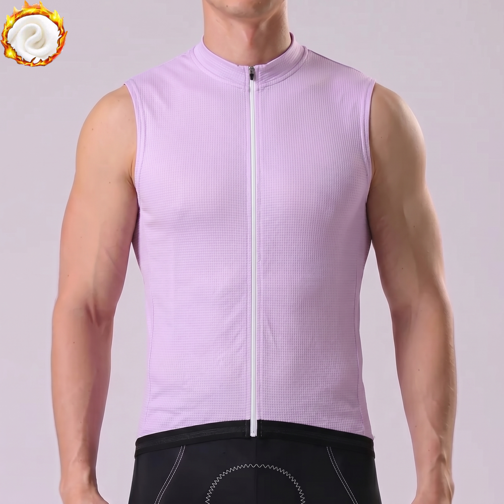 Macaron purple Fleece Sleeveless Cycling Jersey