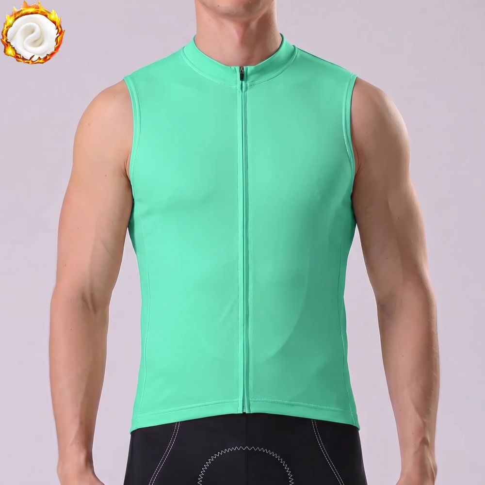 Fluorescent Green Fleece Sleeveless Cycling Jersey