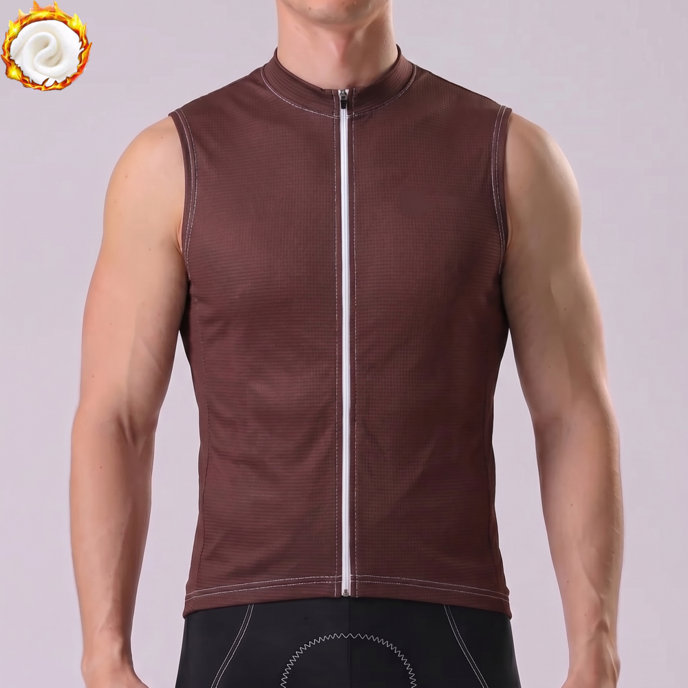 Dark Coffee Color  Fleece Sleeveless Cycling Jersey