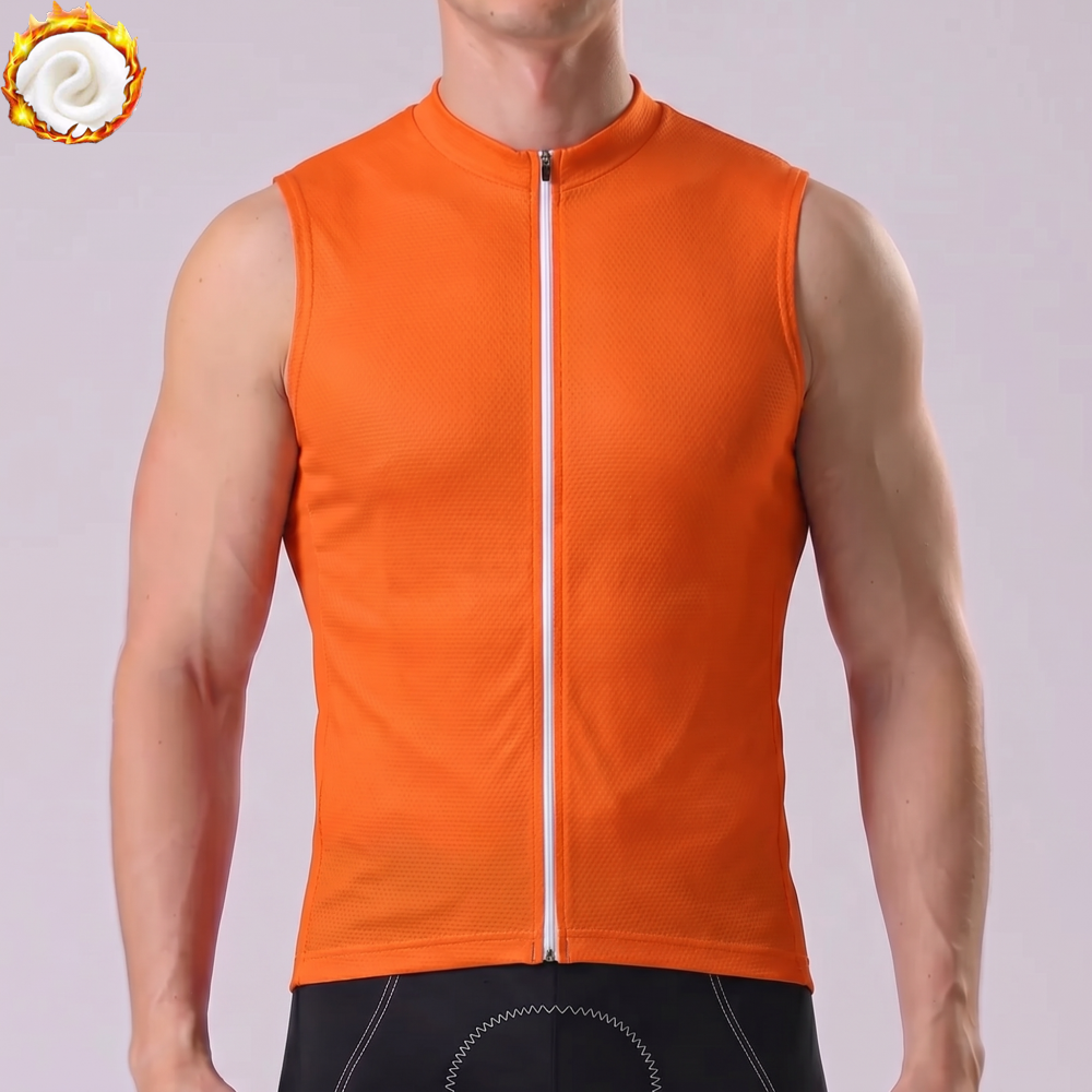 Macarons Orange Fleece Sleeveless Cycling Jersey