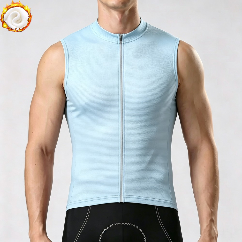 Baby Blue Fleece Sleeveless Cycling Jersey