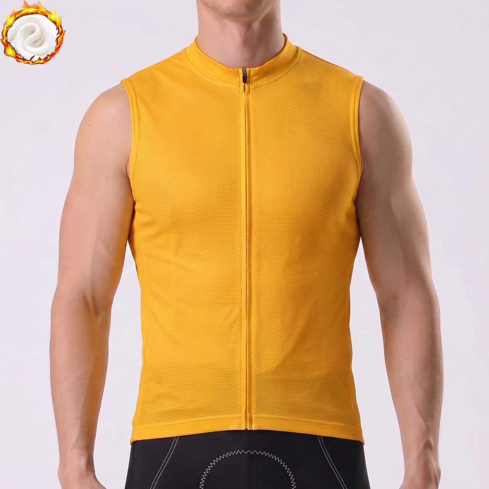 Orange Fleece Sleeveless Cycling Jersey
