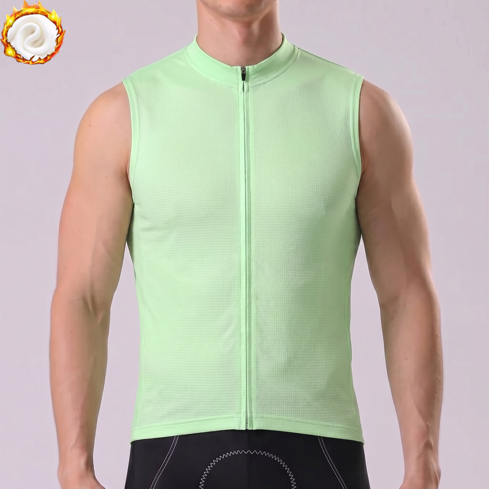 Matcha Green Fleece Sleeveless Cycling Jersey