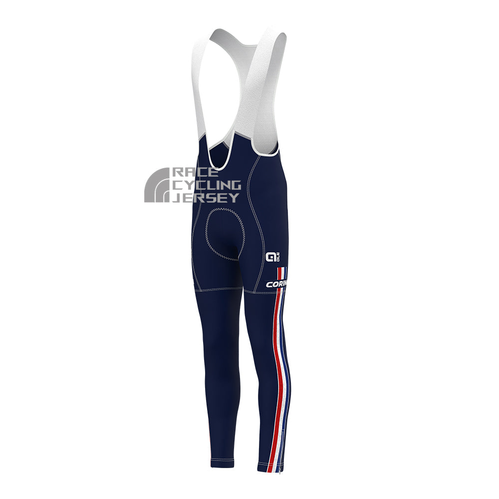 France Red Fleece Bib Cycling Pants
