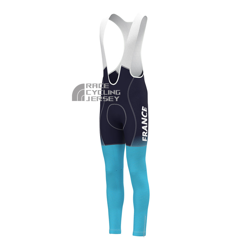 France Deep Blue Fleece Bib Cycling Pants