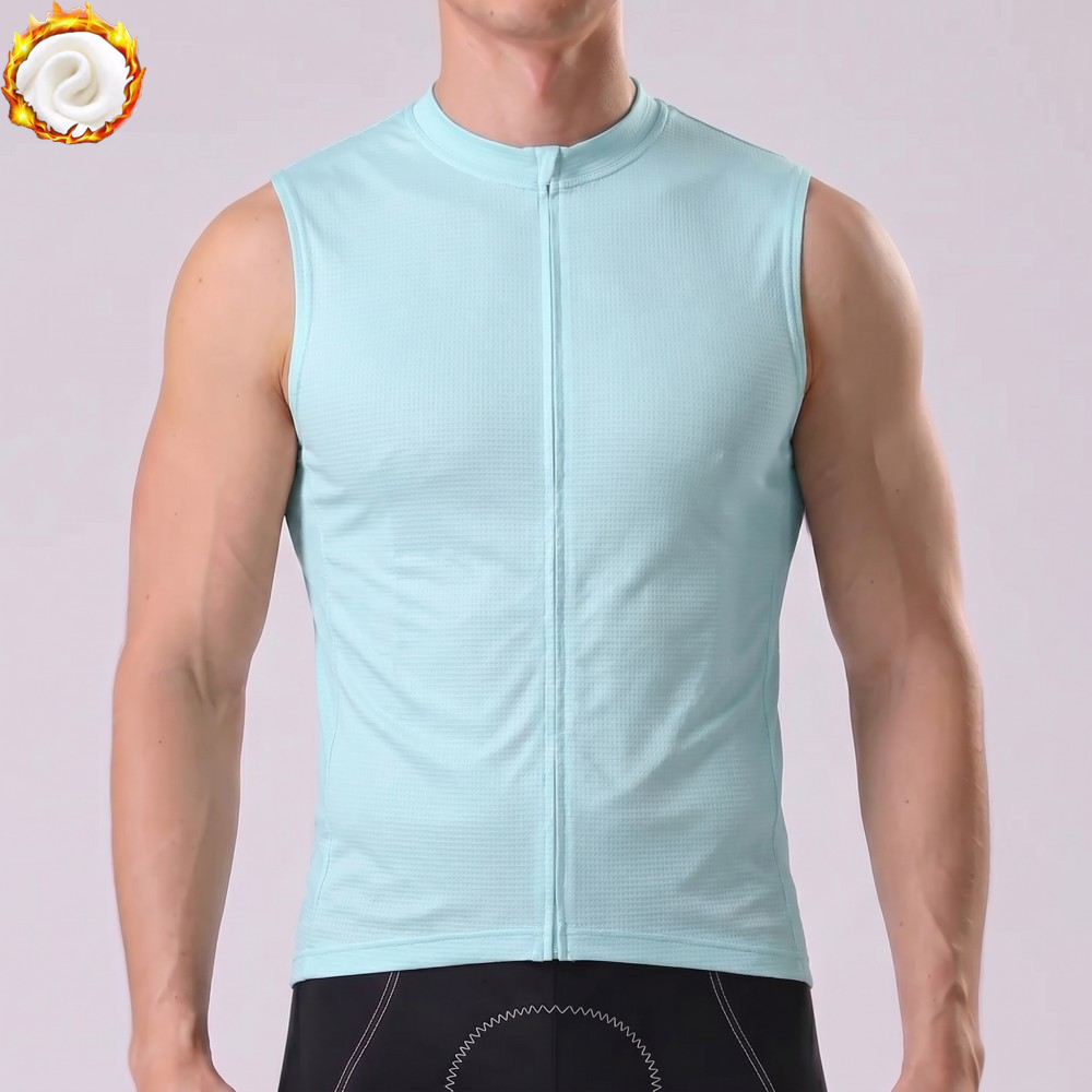 Glacier Blue Fleece Sleeveless Cycling Jersey