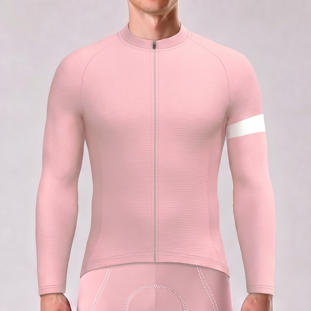 Macaron Pink Long Sleeves Cycling Jersey