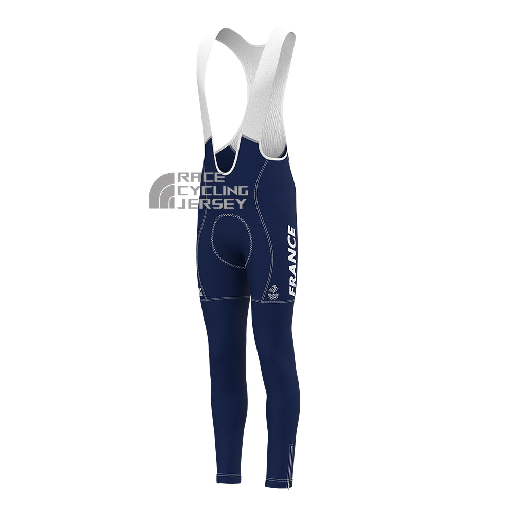France White Fleece Bib Cycling Pants