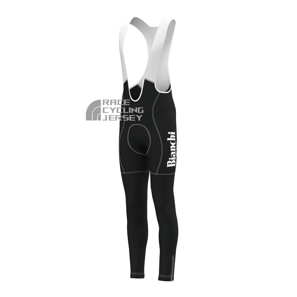 White Bianchi Fleece Bib Cycling Pants