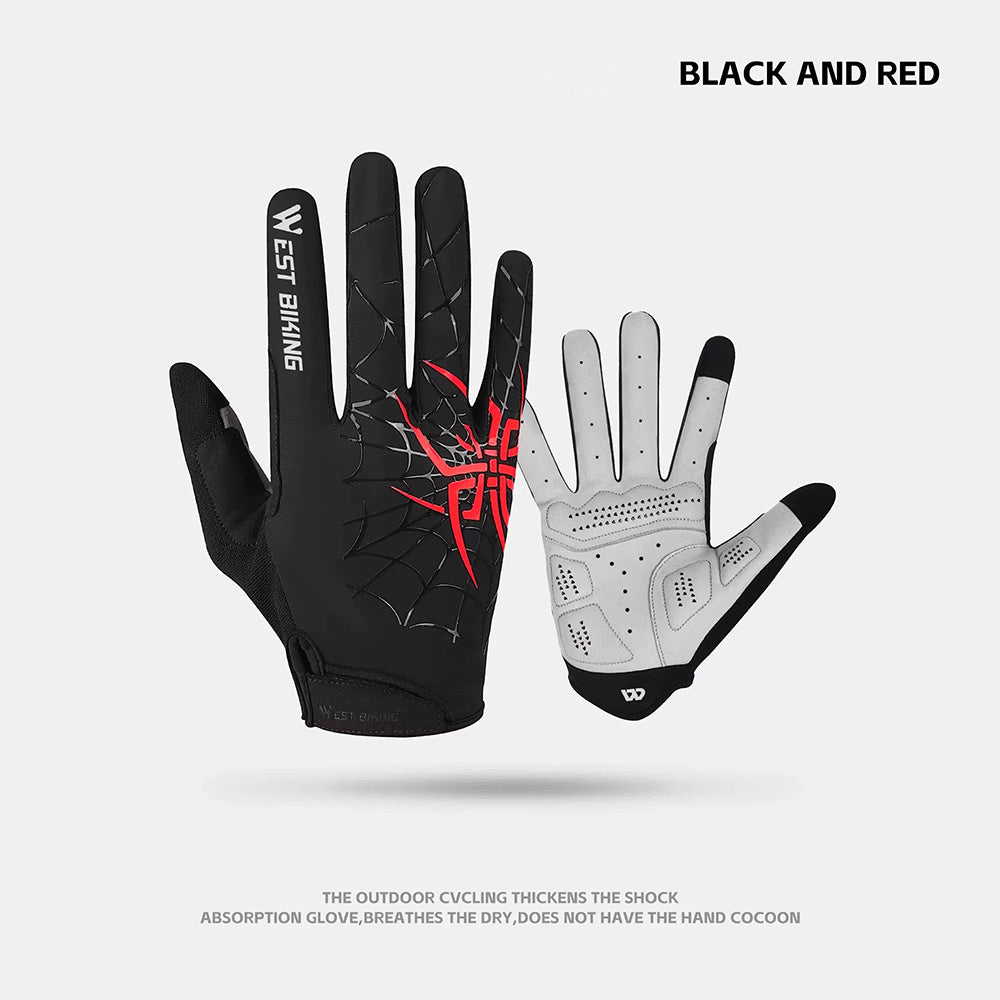 Spider Graphic Full Finger MTB Bike Gloves