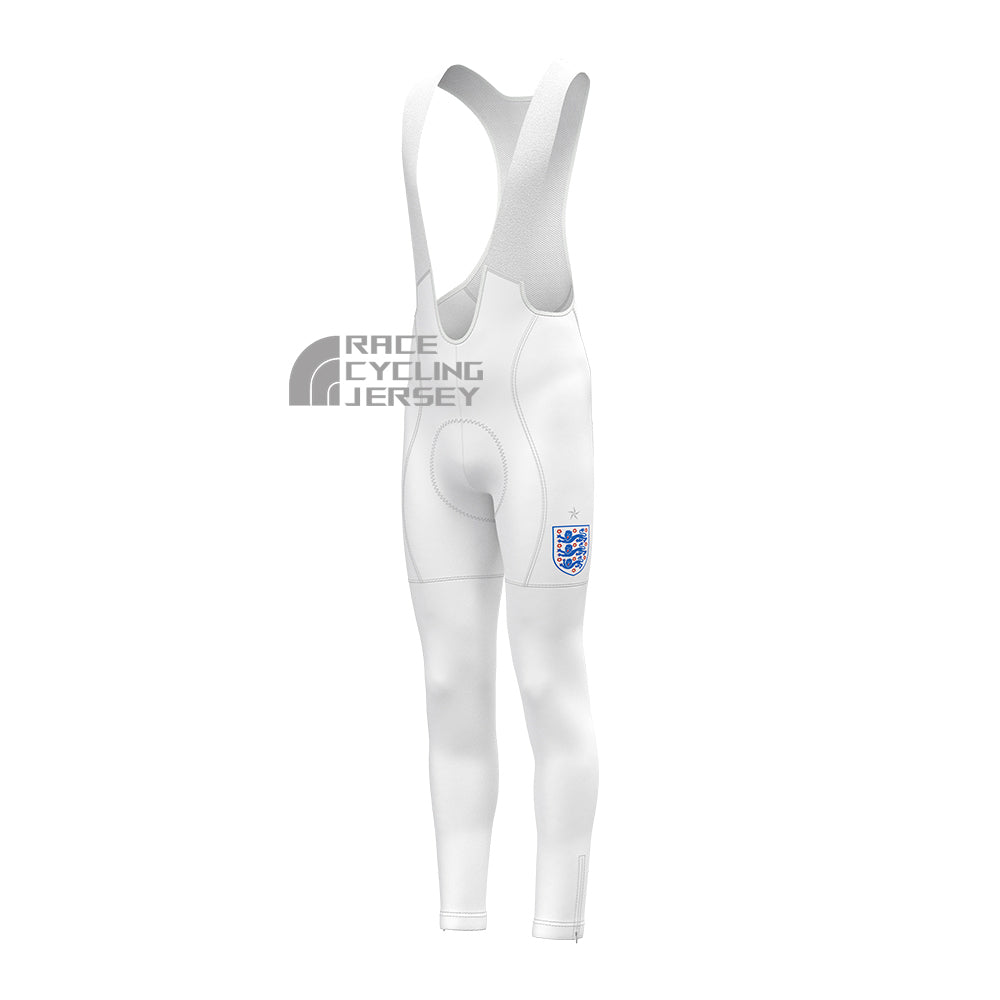 United Kingdom White Fleece Bib Cycling Pants
