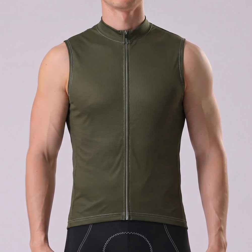 Army Green Sleeveless Cycling Jersey