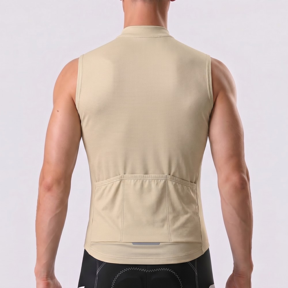 Light Khaki Windproof Sleeveless Cycling Jersey
