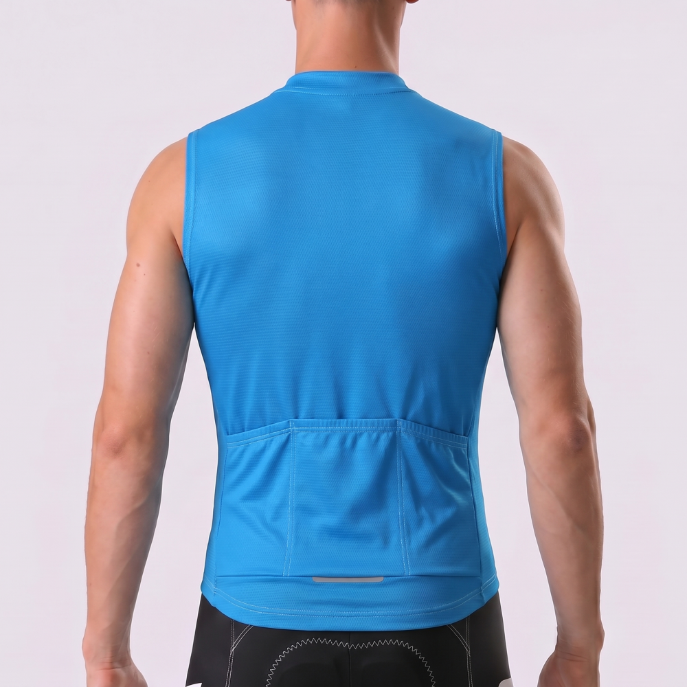 Macaron Blue Windproof Sleeveless Cycling Jersey