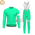 Fluorescent Green Fleece Long Sleeves Cycling Kits