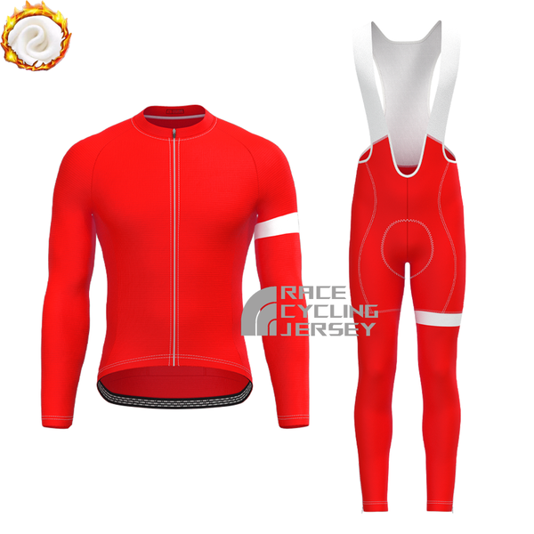 Red Fleece Long Sleeves Cycling Kits
