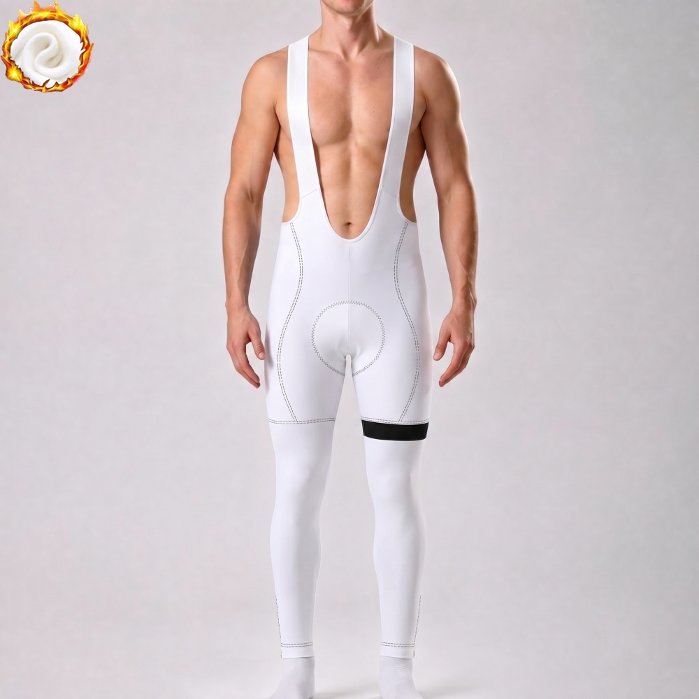 White Fleece Bib Cycling Pants