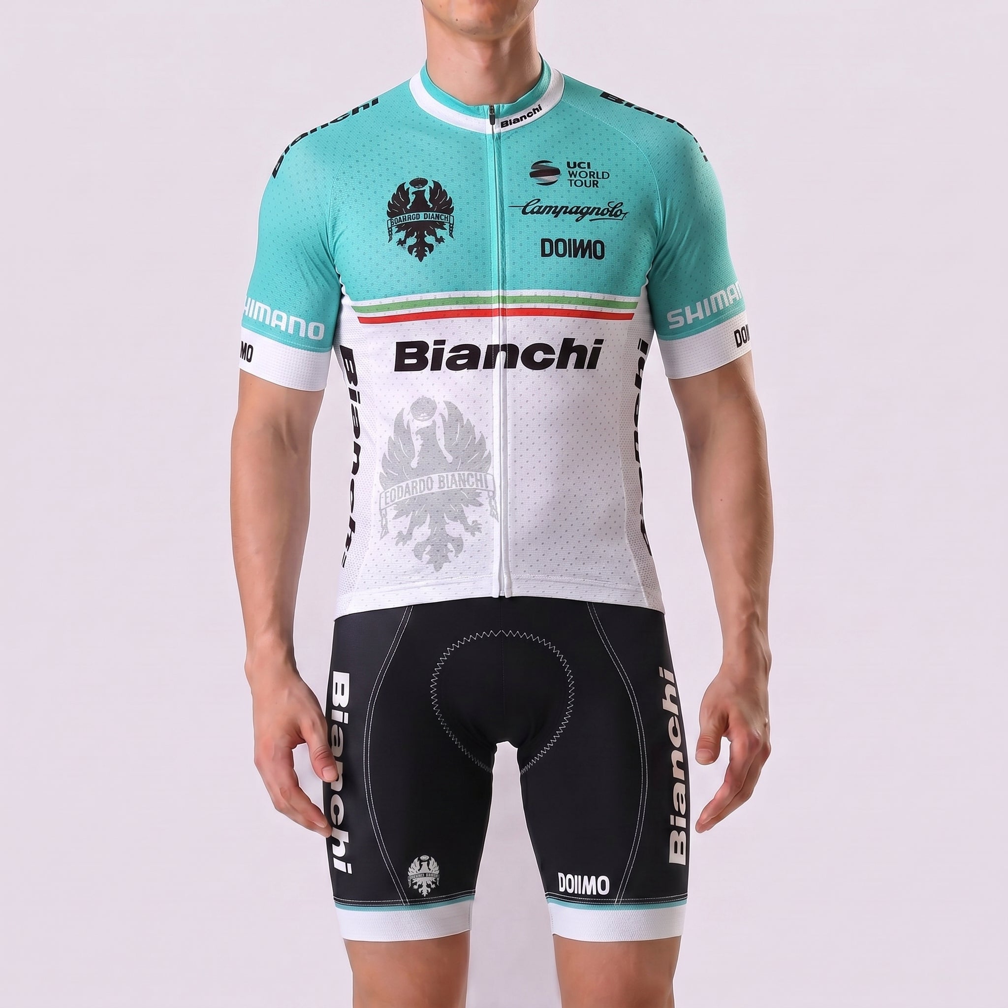 Blue Bianchi Short Sleeves Cycling Kits
