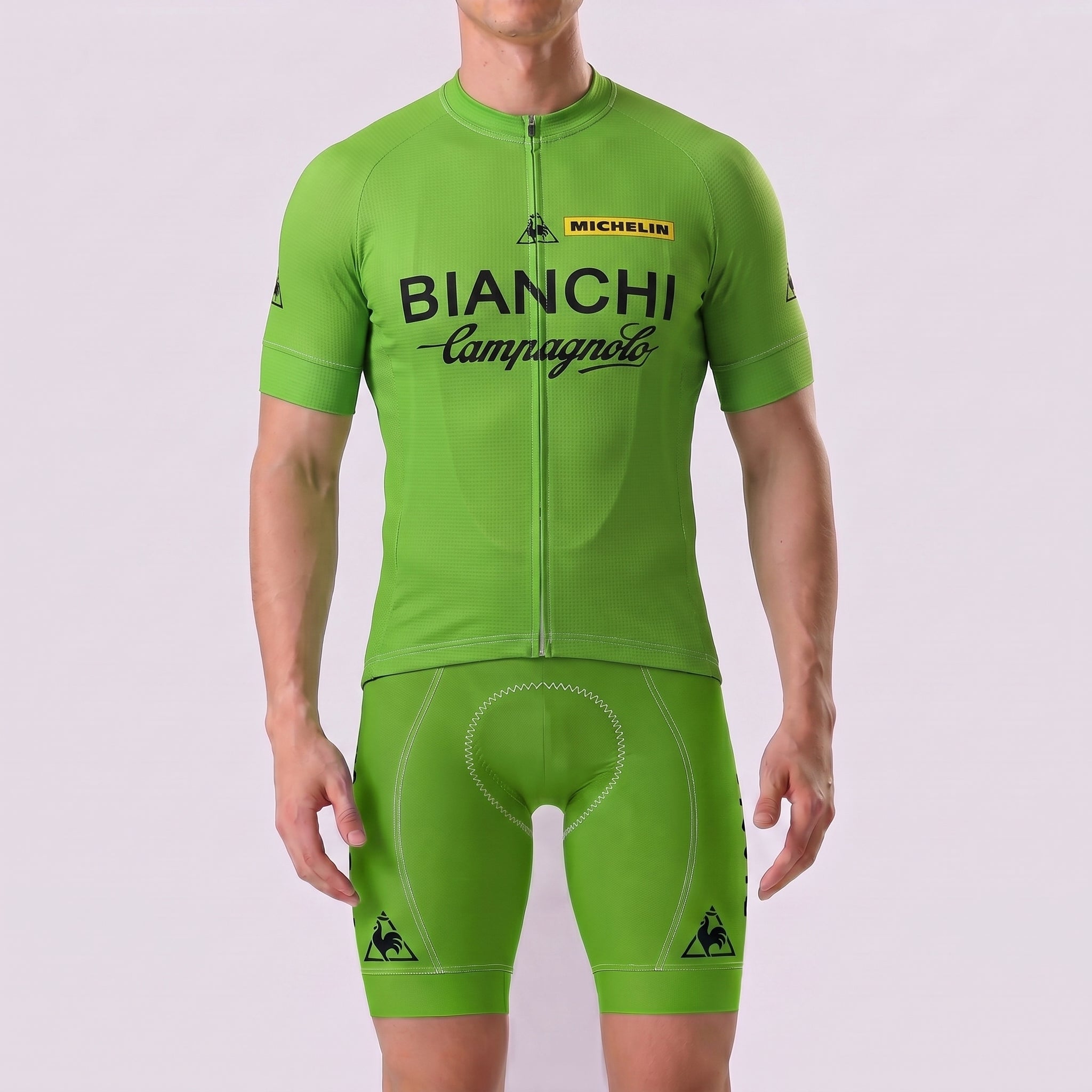 Green Bianchi Short Sleeves Cycling Kits