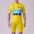 2015 Sky Yellow Short Sleeves Cycling Kits