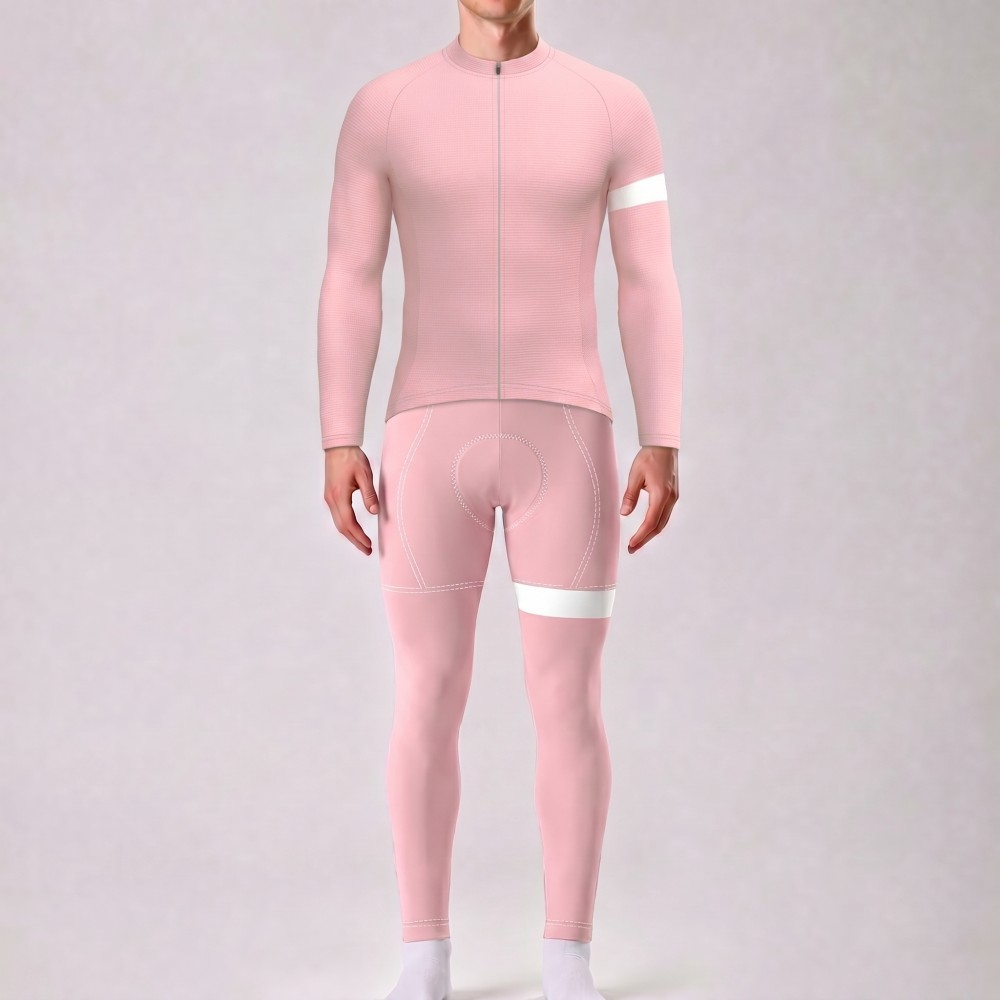Macaron Pink Long Sleeves Cycling Kits