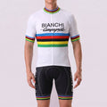 Stripes White Bianchi Short Sleeves Cycling Kits