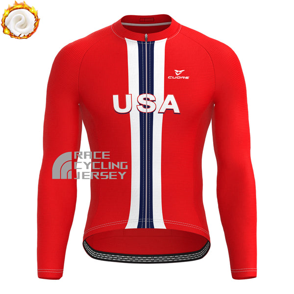 United States Fleece Long Cycling Jersey