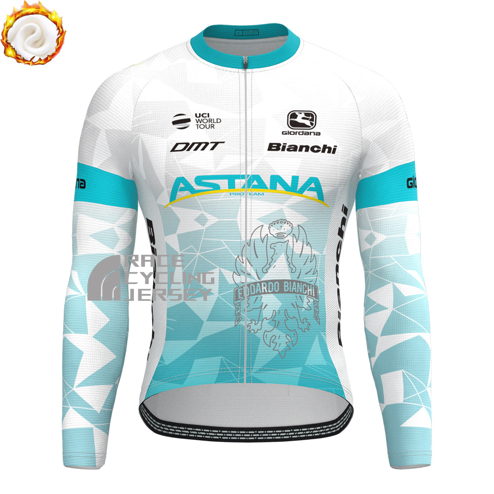 Stripes Bianchi Fleece Long Sleeves Cycling Kits