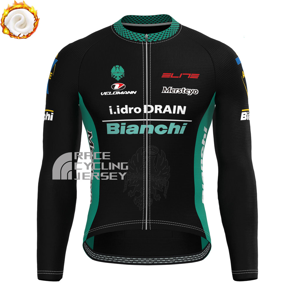 Black Bianchi Fleece Long Sleeves Cycling Kits