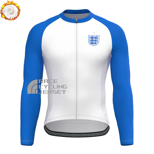 United Kingdom White Fleece Long Cycling Jersey