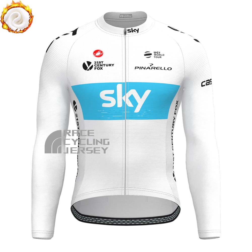 2018 Sky Data Print Fleece Long Sleeves Cycling Kits
